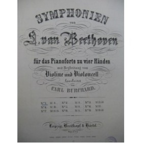 BEETHOVEN Symphonie No 1 Piano 4 mains Violon Violoncelle ca1867