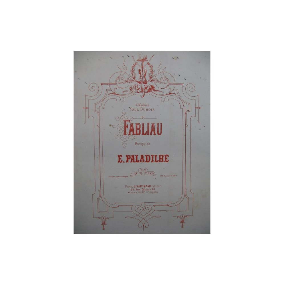 PALADILHE E. Fabliau Chant Piano ca1870