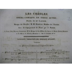 BERTON H. M. Les Créoles No 7 Chant Piano ca1830