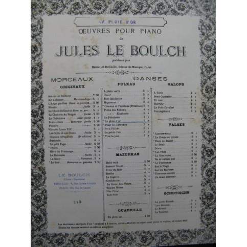 LE BOULCH Jules La Pluie d'Or Piano