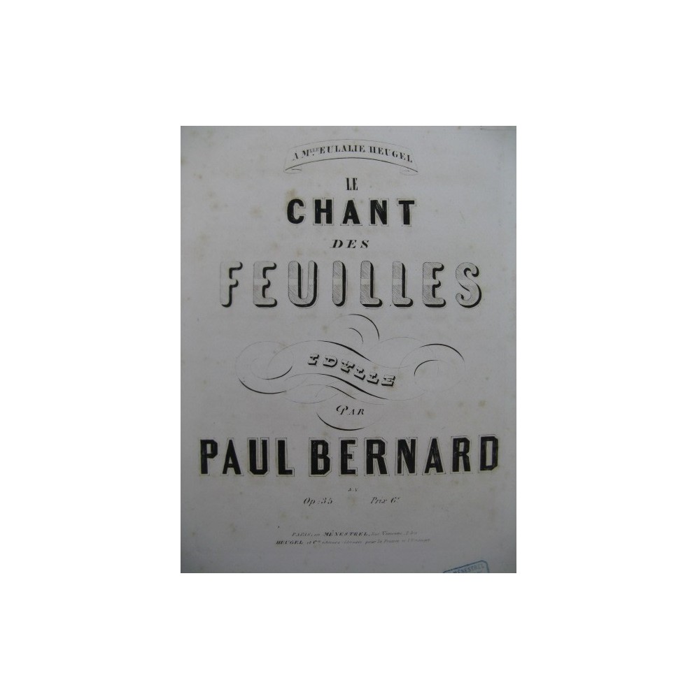BERNARD Paul Le Chant des Feuilles Piano