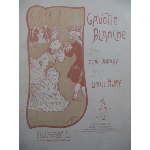 HUME Lionel Gavotte Blanche Piano