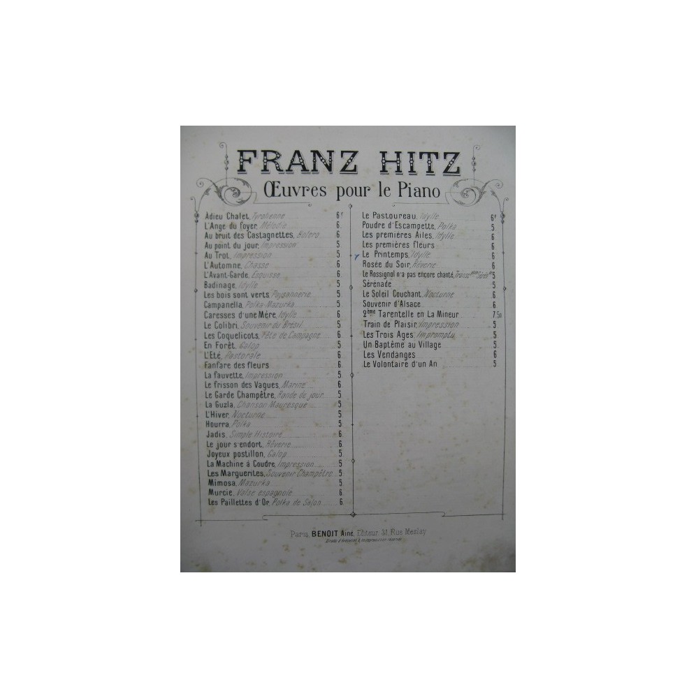 HITZ Franz Le Printemps Piano