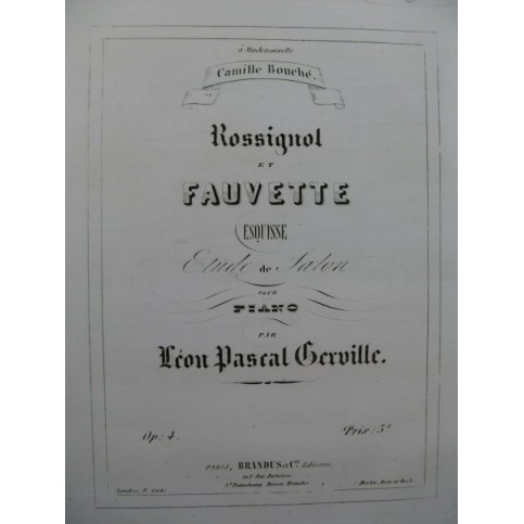 GERVILLE Leon Pascal Rossignol et Fauvette Piano