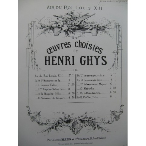 GHYS Henri Air du Roi Louis XIII Piano