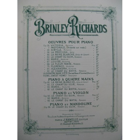BRINLEY RICHARDS Chant du Soir Piano