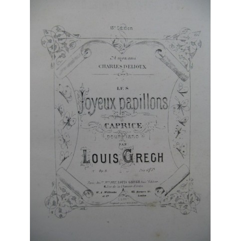 GREGH Louis Les Joyeux Papillons Piano