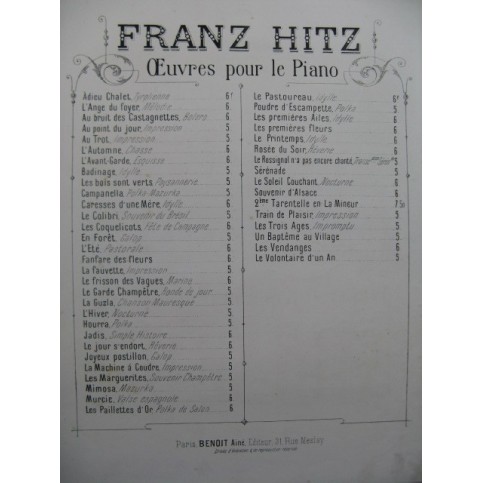 HITZ Franz L'Automne Piano