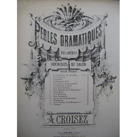 CROISEZ Alexandre Caprice sur La Favorite Piano 4 mains 1867