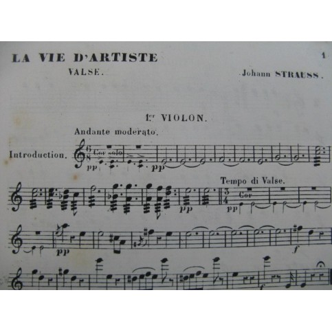 STRAUSS Johann La Vie d'Artiste Valse Orchestre XIXe