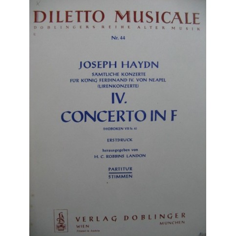 HAYDN Joseph Concerto 4 in F Orchestre