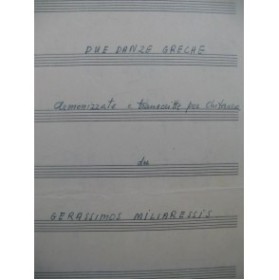 MILIARESSIS Gerassimos 2 Danze Greche Manuscrit Guitare 1957