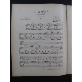 TOSTI Paolo T'amo Romanza Chant Piano ca1905