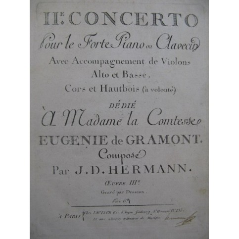 HERMANN Johann David 2e Concerto Piano ou Clavecin ca1795