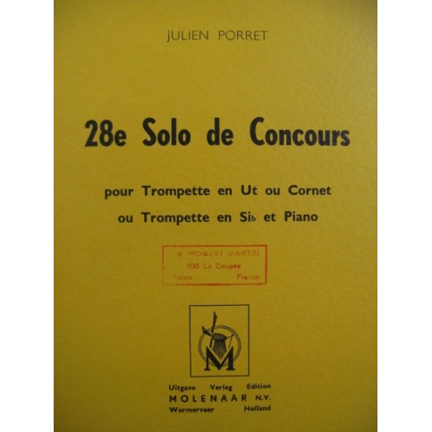 PORRET Julien 28e Solo de Concours Piano Trompette ou Cornet 1964