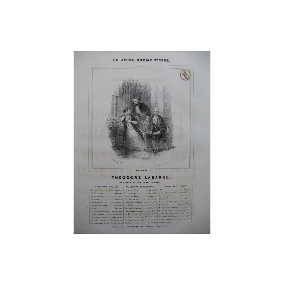 LABARRE Theodore Le Jeune Homme Timide Chant Piano ca1830