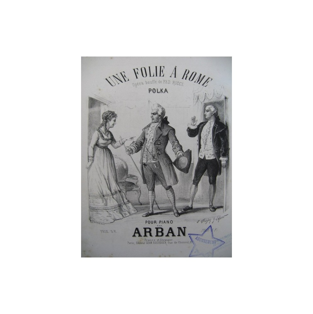ARBAN Une Folie à Rome Piano ca1870