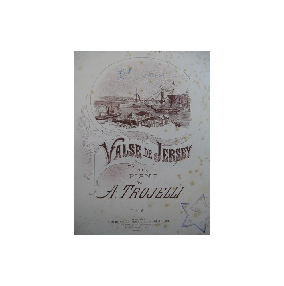 TROJELLI A. Valse de Jersey Piano 1886