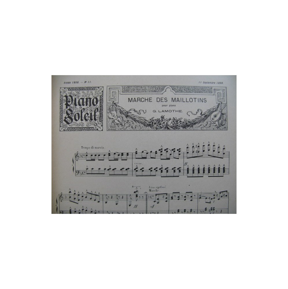Piano Soleil No 11 G. Lamothe Rossini Piano 1898