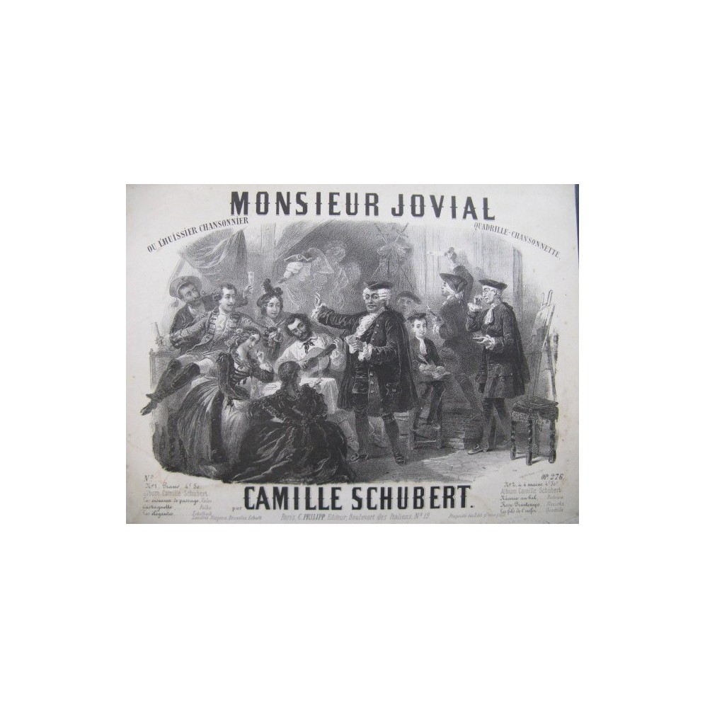 SCHUBERT Camille Monsieur Jovial Quadrille Piano 4 mains ca1850