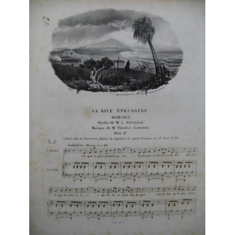 LABARRE Theodore La Rive Etrangere Chant Piano ca1830