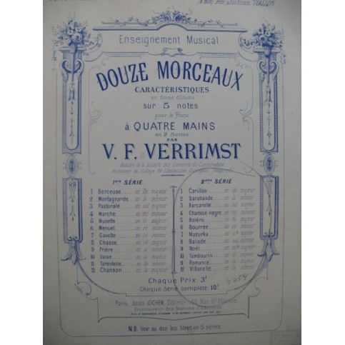 VERRIMST V. F. 12 Petits Morceaux 2e Suite Piano 4 mains﻿