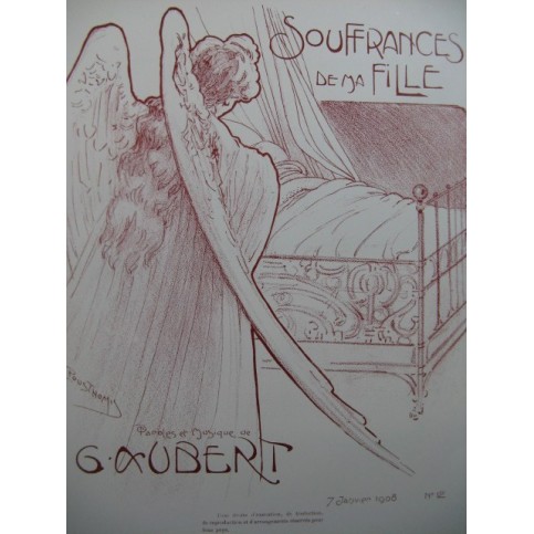 AUBERT Gaston Souffrance de ma Fille Pousthomis Chant Piano 1908