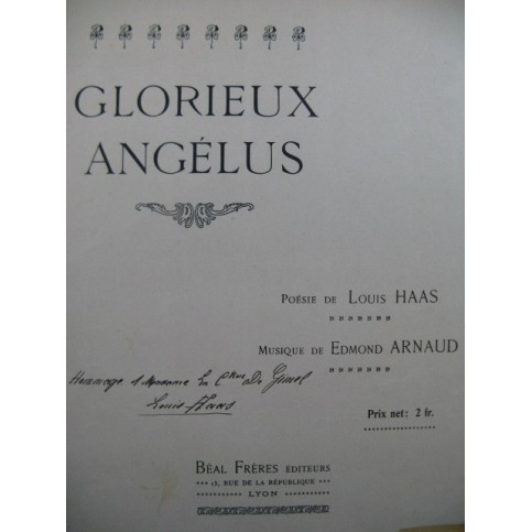 ARNAUD Edmond Glorieux Angelus Dédicace Chant Piano