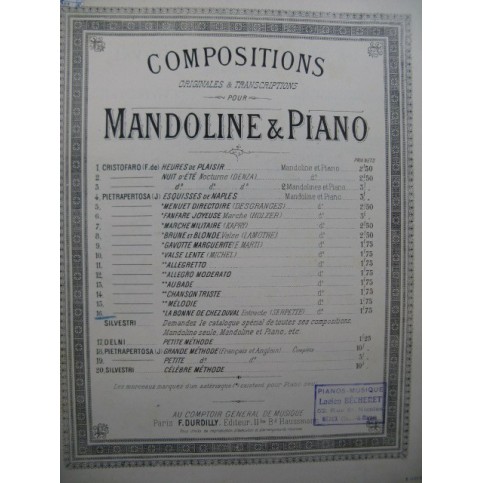 PIETRAPERTOSA J. La Bonne de chez Duval Piano Mandoline XIXe