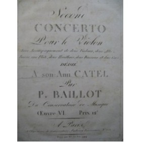 BAILLOT Pierre 2e Concerto Violon Orchestre ca1805