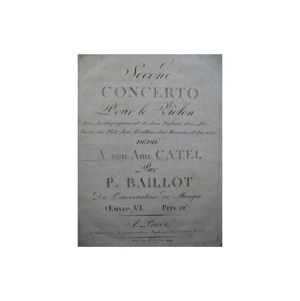 BAILLOT Pierre 2e Concerto Violon Orchestre ca1805