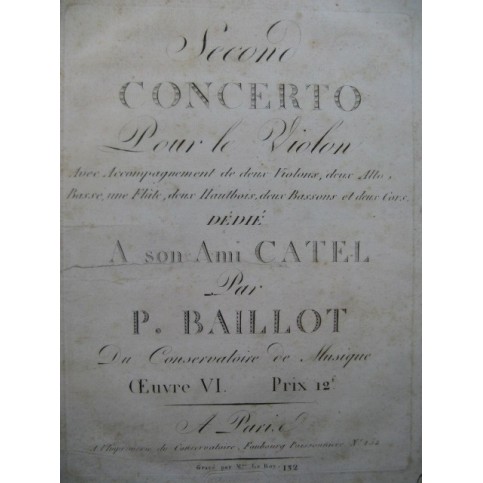 BAILLOT Pierre 2e Concerto Violon Orchestre ca1805