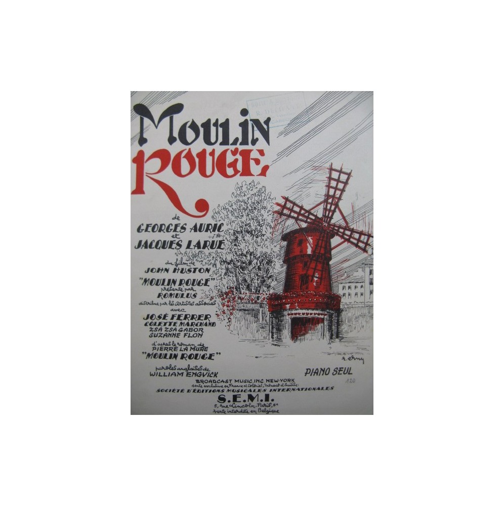 AURIC Georges et LARUE Jacques Moulin Rouge Piano 1953