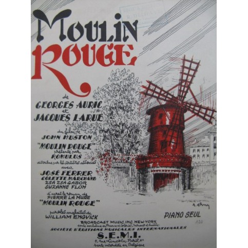 AURIC Georges et LARUE Jacques Moulin Rouge Piano 1953
