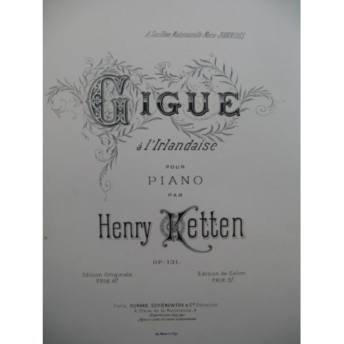 KETTEN Henry Gigue Piano 1883