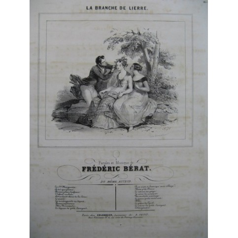 BERAT Frederic La Branche de Lierre Chant Piano ca1840