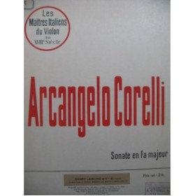 CORELLI Arcangelo Sonate en Fa Majeur Violon Piano 1913
