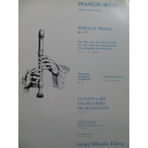 BOÜIN Jean-François Sonata Prima Flûte à bec Basse continue 1985