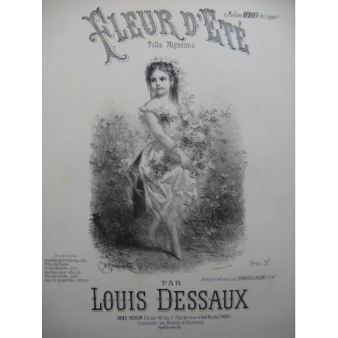 DESSAUX Louis Fleur d'été Polka Piano 4 mains XIXe