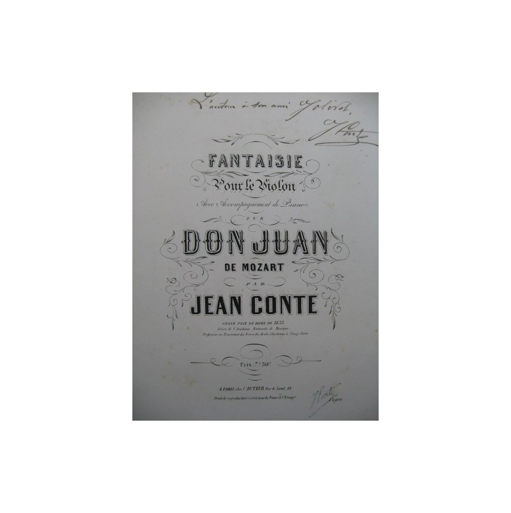 CONTE Jean Fantaisie Don Juan Dédicace Violon Piano XIXe