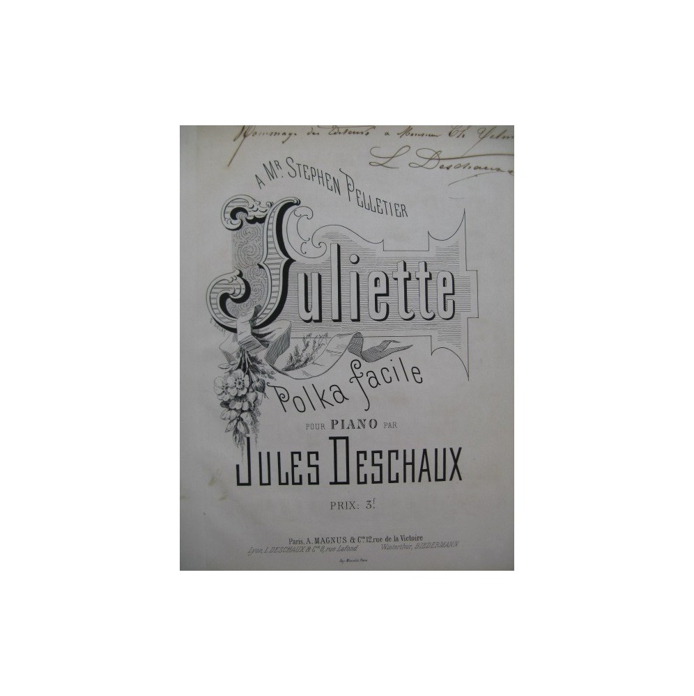DESCHAUX Jules Juliette Piano XIXe