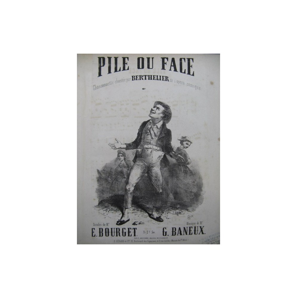 BANEUX Gustave Pile ou Face Chant Piano ca1860