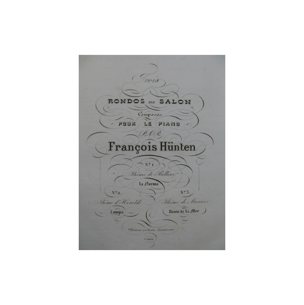 HÜNTEN François Rondeau Thême de Masini Piano 1838