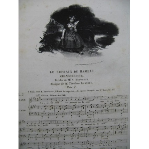 LABARRE Théodore Le Refrain du Hameau Chant Piano ca1830