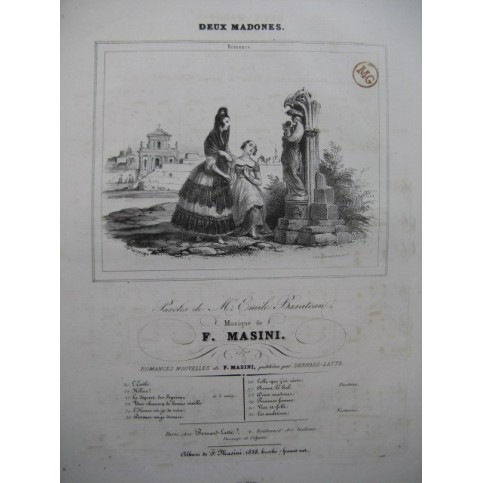 MASINI F. Deux Madones Romance Chant Piano ca1840