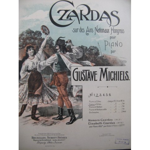 MICHIELS Gustave Czardas Airs Hongrois No 2 Piano 4 mains 1903