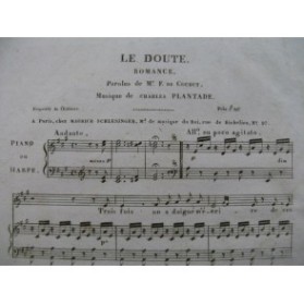 PLANTADE Charles Le Doute Chant Piano ou Harpe ca1830