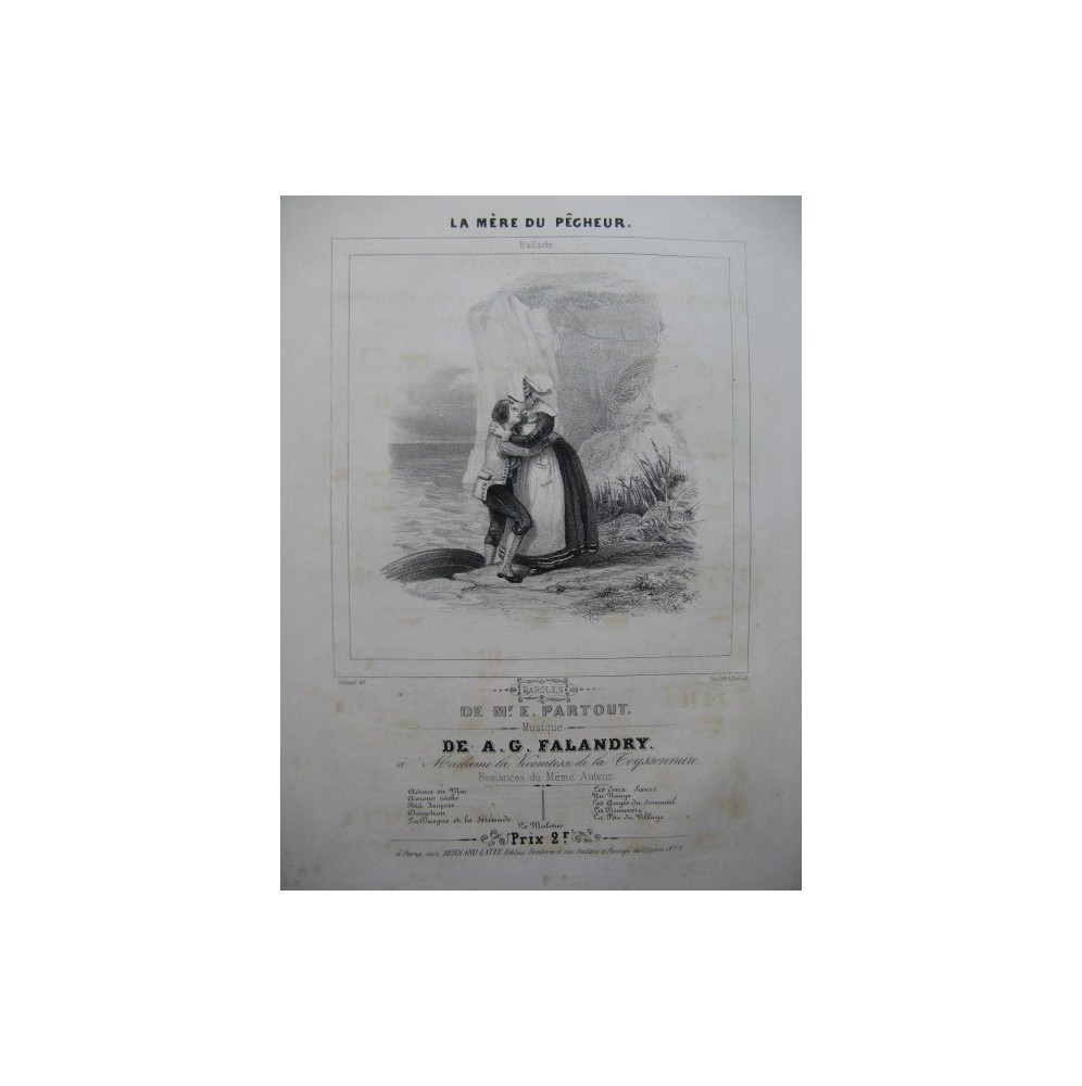 FALANDRY A. G. La Mère du Pêcheur Chant Piano ca1830