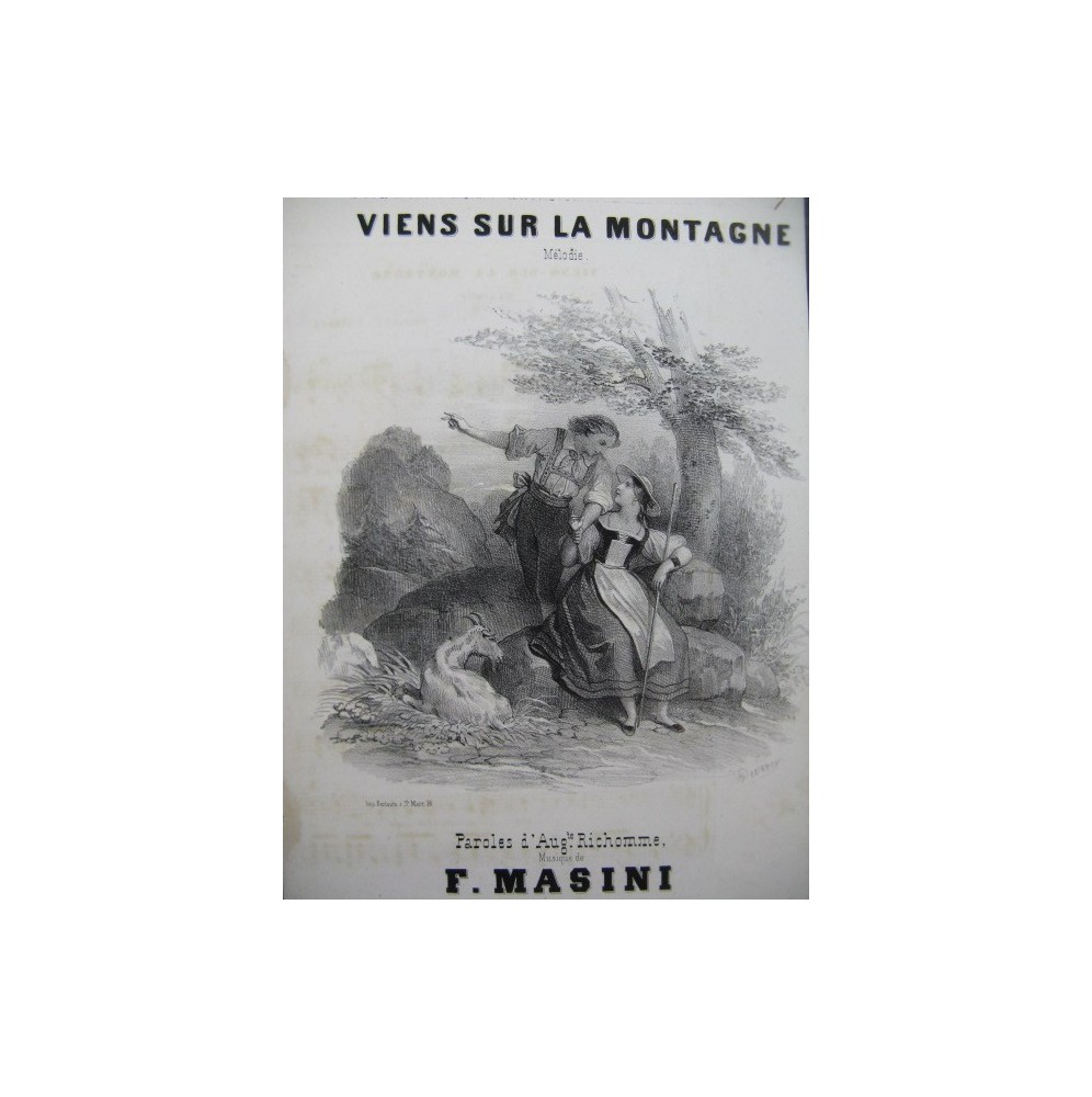 MASINI F. Viens sur la Montagne Chant Guitare ca1830﻿