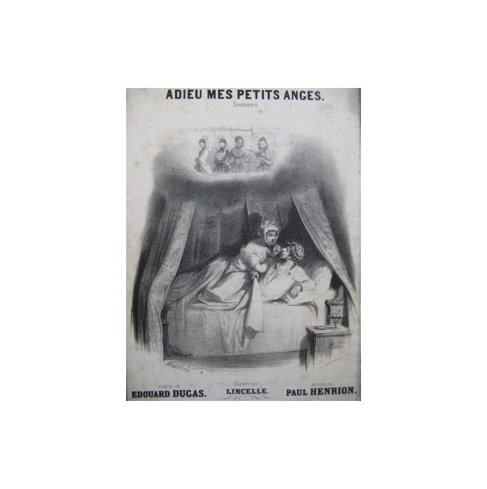 HENRION Paul Adieu mes petits Anges Chant Guitare ca1830